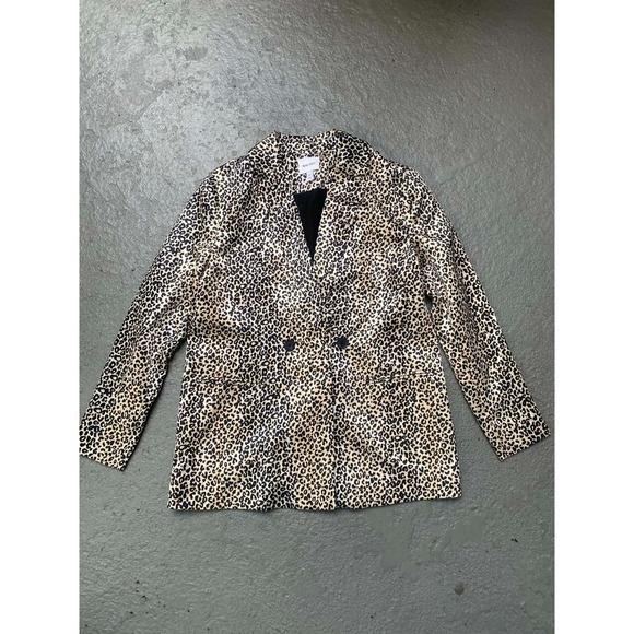 Nine West Jackets & Blazers - Nine West Blazer Jacket Size Medium  Leopard Print Lined Black Satin